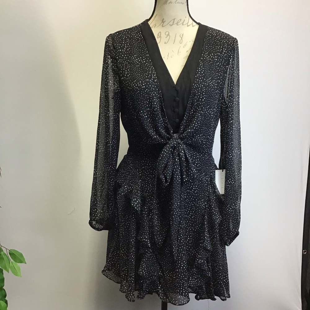 1.STATE Black & White Polka Dot Ruffled Dress